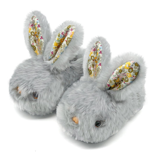 rosyclo Toddler Slippers Boy and Girl Bunny Slippers Plush Cute Non-Slip Warm Winter Shoes Suitable for Indoor and Outdoor Kids Slippers Grey 2 Toddler 6