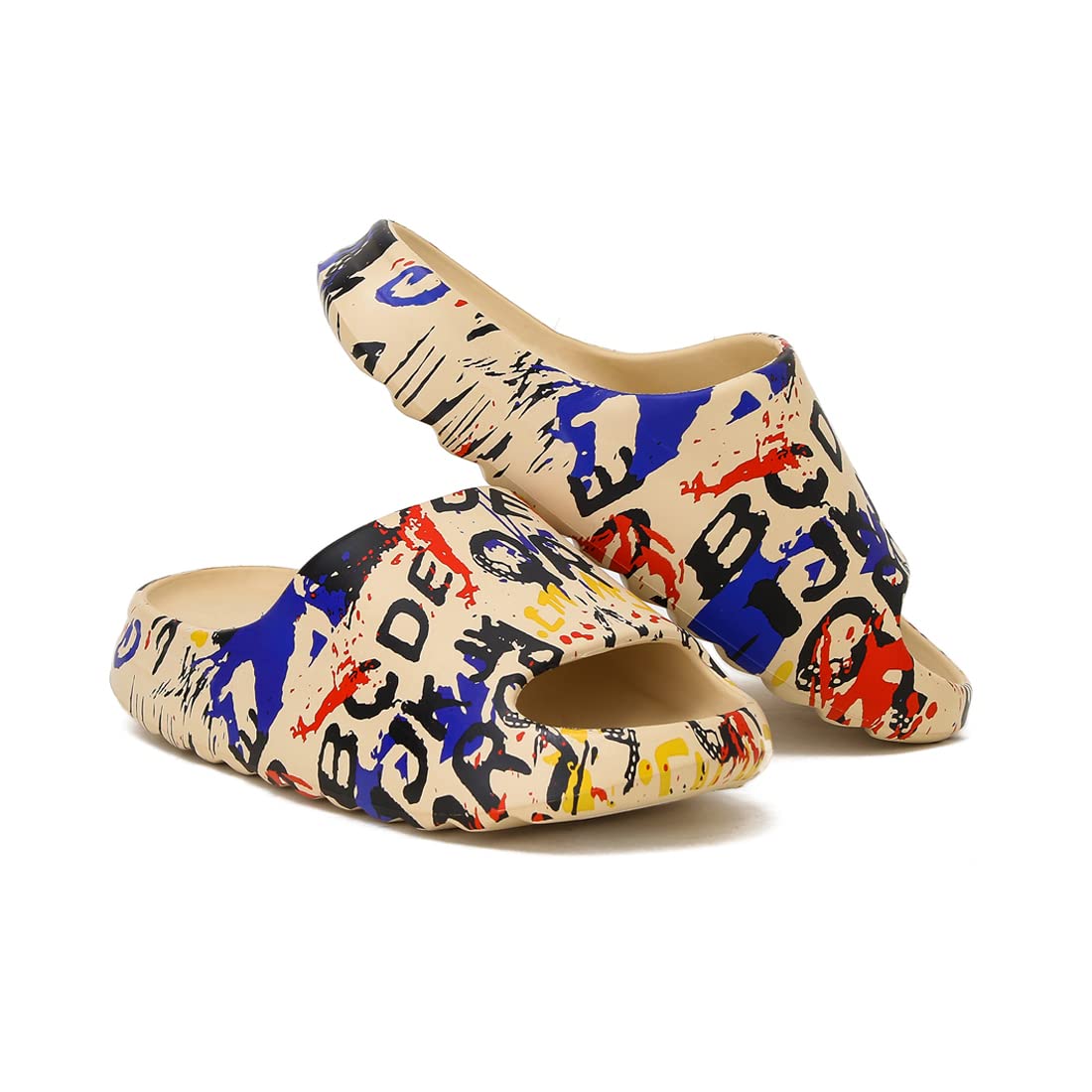 Unisex Pillow Slippers Slides for Women and Men EVA Comfort Super Soft Quick Drying Rubber Shower Cloud Slides Lightweight Spa Massage Summer Sandals for Adult Couples Indoor and Outdoor