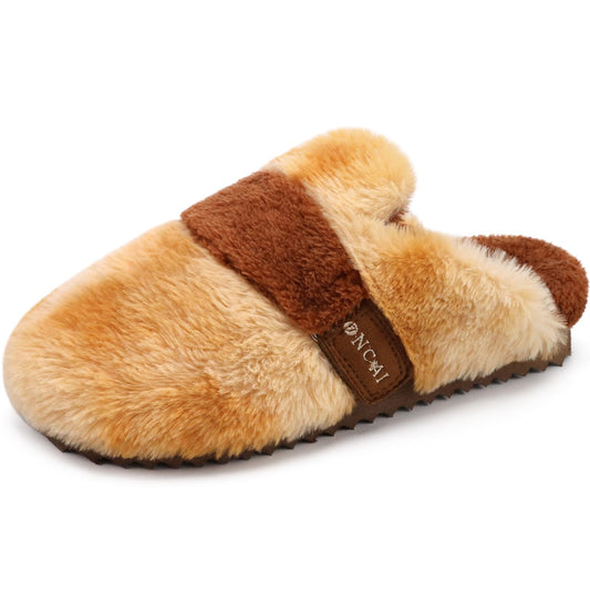 ONCAI Best Womens Slippers 2024 Plush Faux Fur Soft Cushion Comfortable Memory Foam with Hard Rubber Soles Indoor/Outdoor Winter Warm Fashion Trendy Slippers for Women 2024 Khaki US Size 11