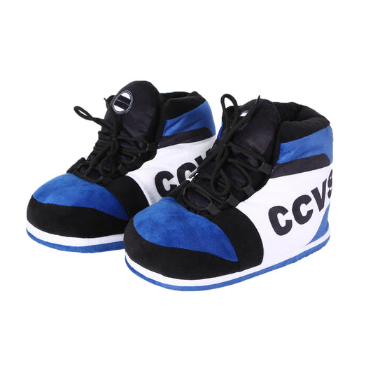 Geibiu Sneaker Slippers Fluffy Slippers shoes Soft Plush Slippers Trendy Comfy House Slippers for Women/Men Kicks Shoes One Size Fits MostBlue White