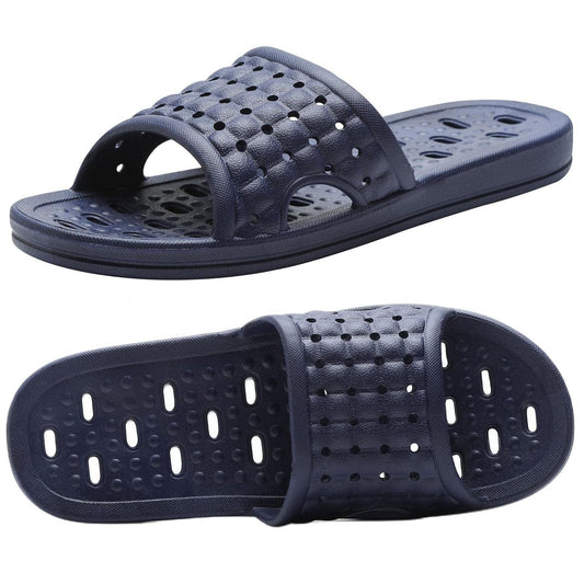 MUQGAOP Quick Drying Shower Slippers non-slip Bathroom Slippers Drain Holes Shower Shoes for Women and Men Dorm pool gym Blue EU 43/44