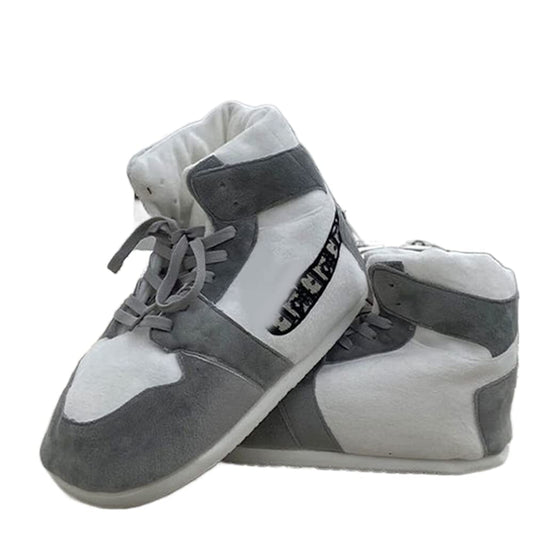 MOLERFO High Top Sneaker Slippers Unisex One-Size Ultra Comfy and Cozy House Fluffy Slippers for Men and Women (Grey-XDA412)