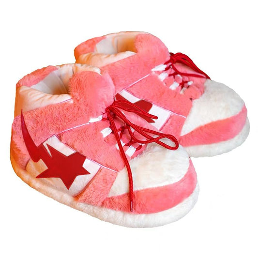 CUTEGAL Sneaker Slippers Fuzzy Slippers Funny Slippers Memory Foam Slippers One Size Indoor Slippers Unisex Home Slippers (Pink(Star)511)